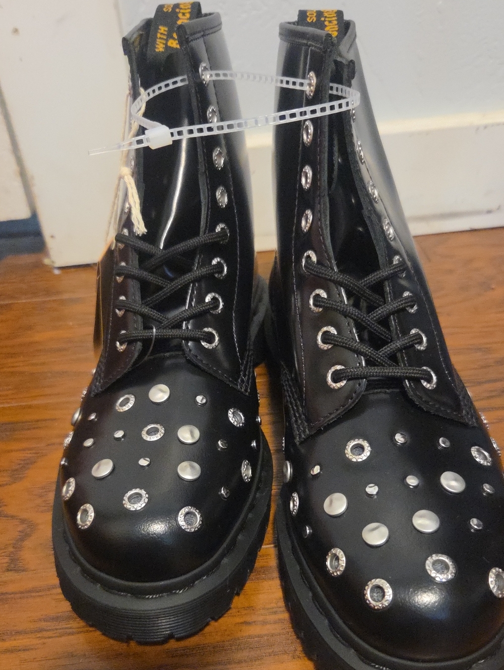 Dr Martens 1460 Hardware Studded Leather Boots $180 Sz 8Men's (Women's 9)
